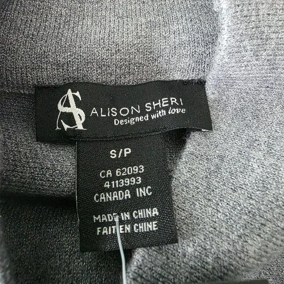 Alison Sheri Womens Colorblock Turtleneck Sweater S Gray & White Viscose Blend - Picture 4 of 15
